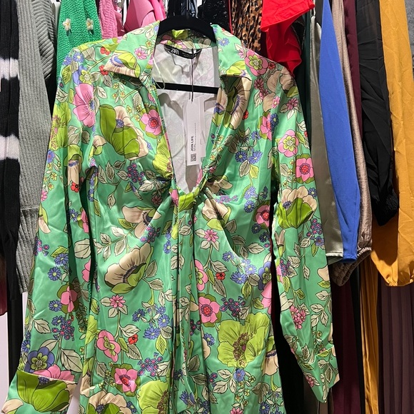 ZARA SATIN EFFECT PRINT DRESS - Picture 3 of 8